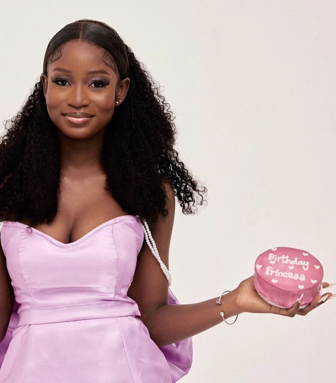 Pink dress with cake